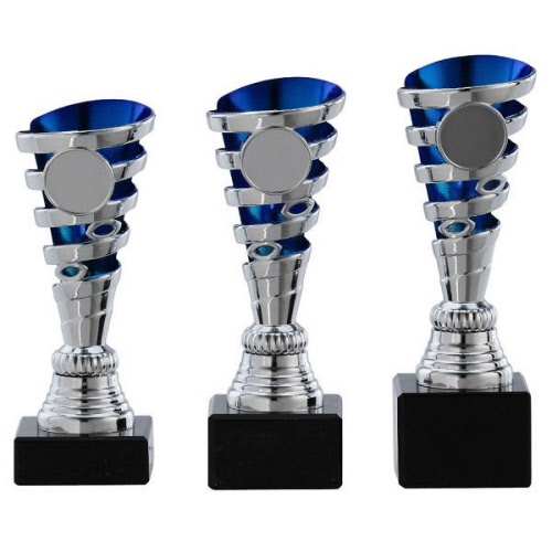 indruk verjaardag Mount Bank Bokaal Cup Zilver met blauw A1086 | bokaal kopen